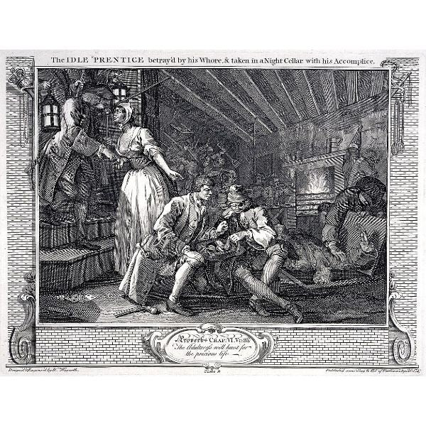 Idle 'Prentice Betray'd by his whore, and Taken in a Night Cellar with his Accomplice 