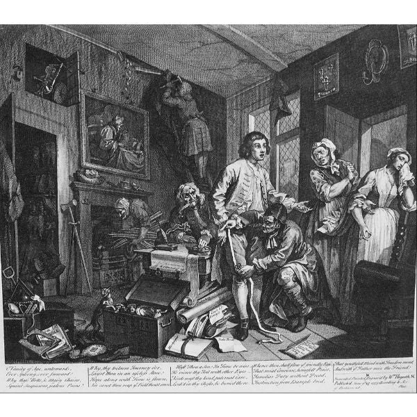 The Young Heir Takes Possession of the Misers Effects plate I from A Rakes Progress 