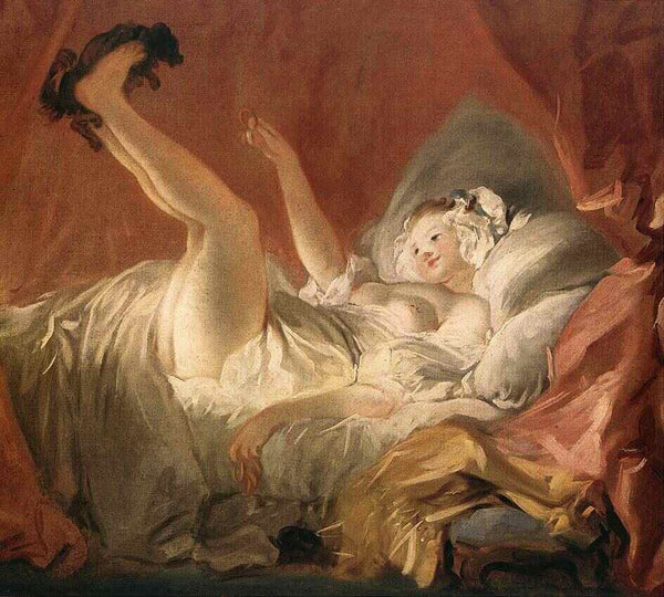 Young Woman Playing with a Dog Painting by Jean-Honore