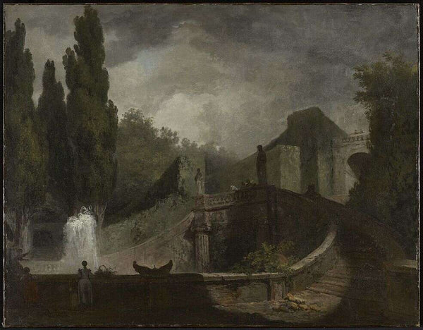 Staircase in the gardens of the Villa dEste Tivoli Painting by Jean-Honore