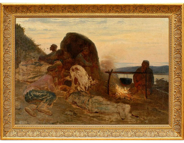 Barge Haulers By Campfire 1870 