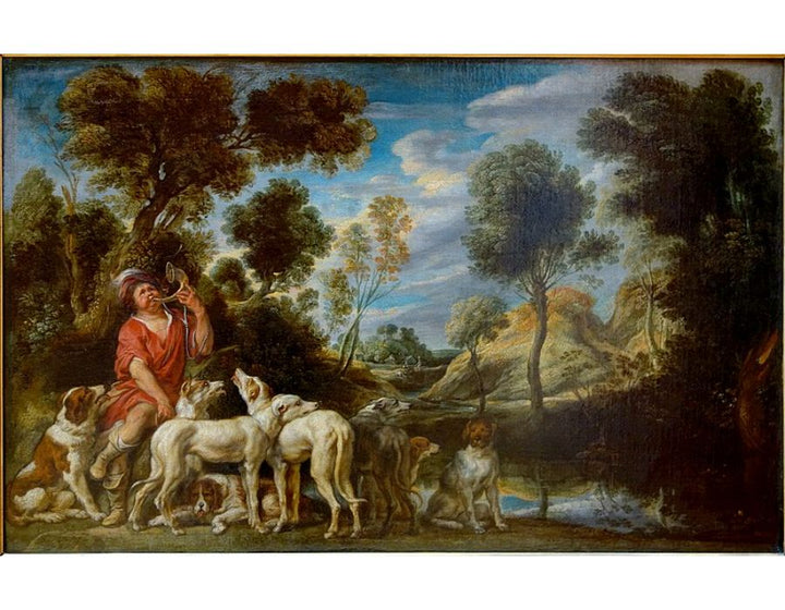 Hunter with his dogs 