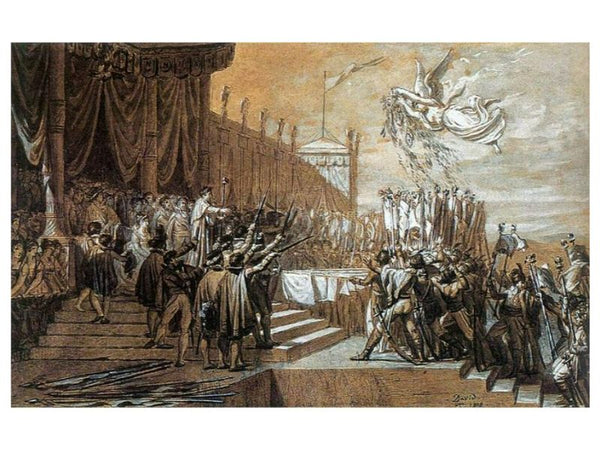 Distribution of the eagle Painting by Jacques Louis David