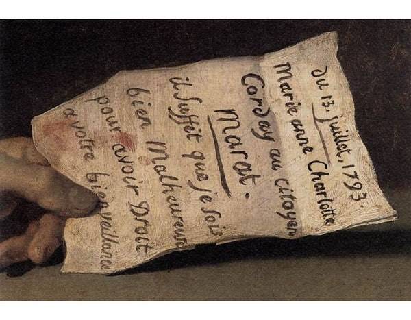 The Death of Marat (detail 1) 1793 Painting by Jacques Louis David