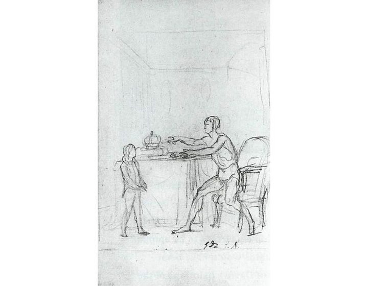 Louis XVI Showing The Constitution To His Son The Dauphin 1792 Painting by Jacques Louis David