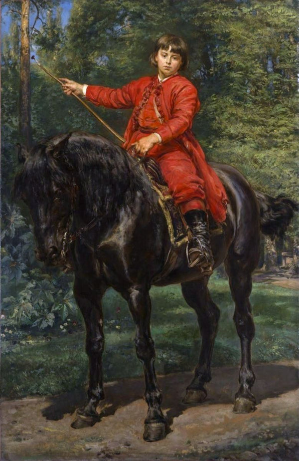 Portrait of the Artist's Son on Horseback Painting by Jan Matejko
