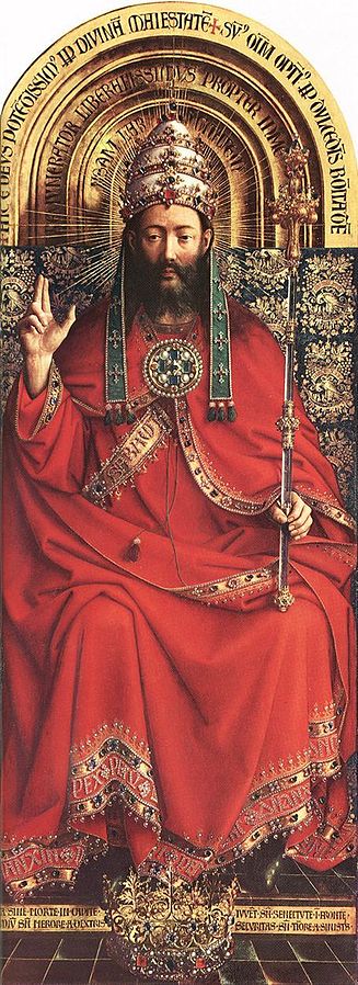 The Madonna with Canon van der Paele (details 2) 1436The Ghent Altarpiece- God Almighty 1426-27 