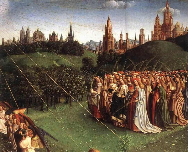 The Ghent Altarpiece- Adoration of the Lamb (detail 6) 1425-29 