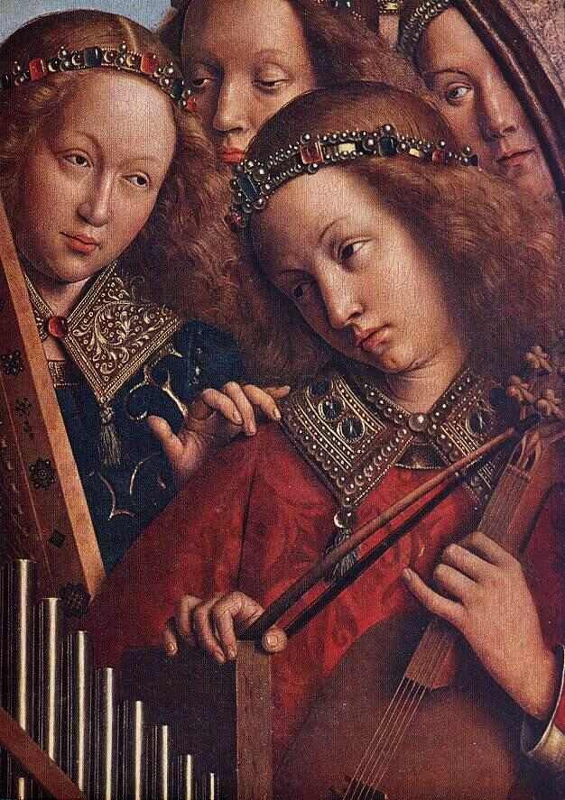 The Ghent Altarpiece- Angels Playing Music (detail 2) 1426-27 