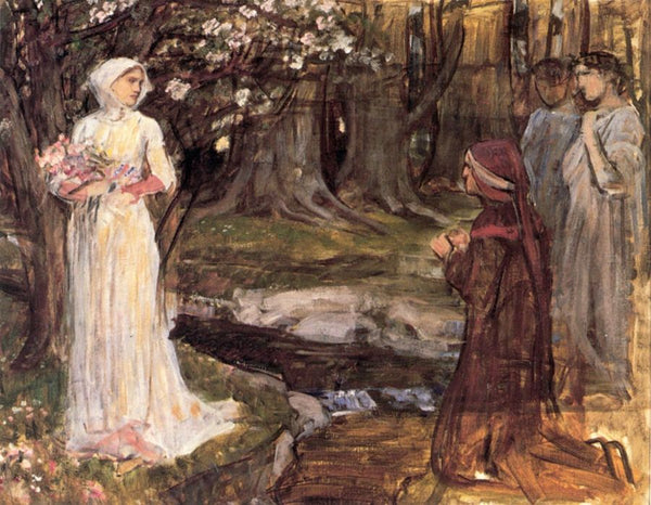 Dante and Beatrice 1915 Painting by John William Waterhouse