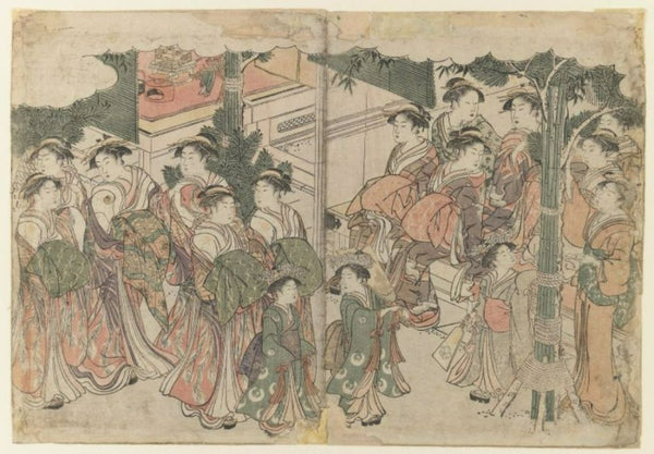 Courtesan's Entourage at New Year's Festival 