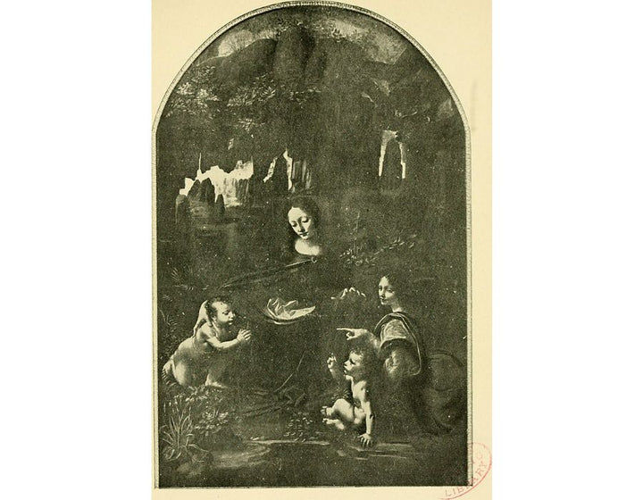 Madonna of the Rocks, Scene Mary with baby Jesus, John the Baptist as a child and an angel 