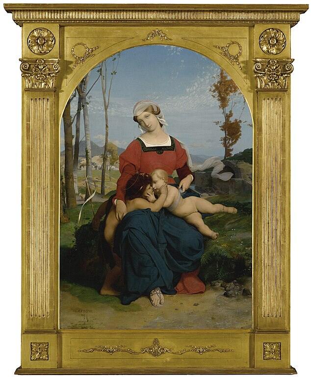 The Virgin, the Infant Jesus and St John Painting by Jean-Leon