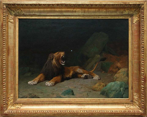 Lion Snapping at a Butterfly Painting by Jean-Leon