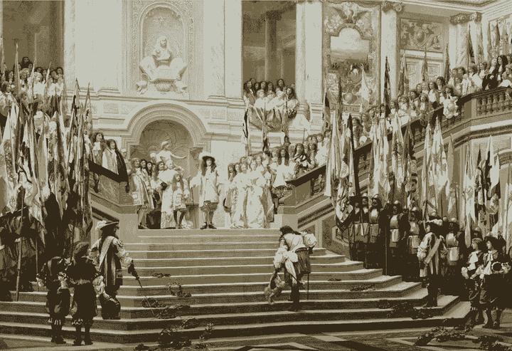 The Reception for Prince Conde at Versailles Painting by Jean-Leon