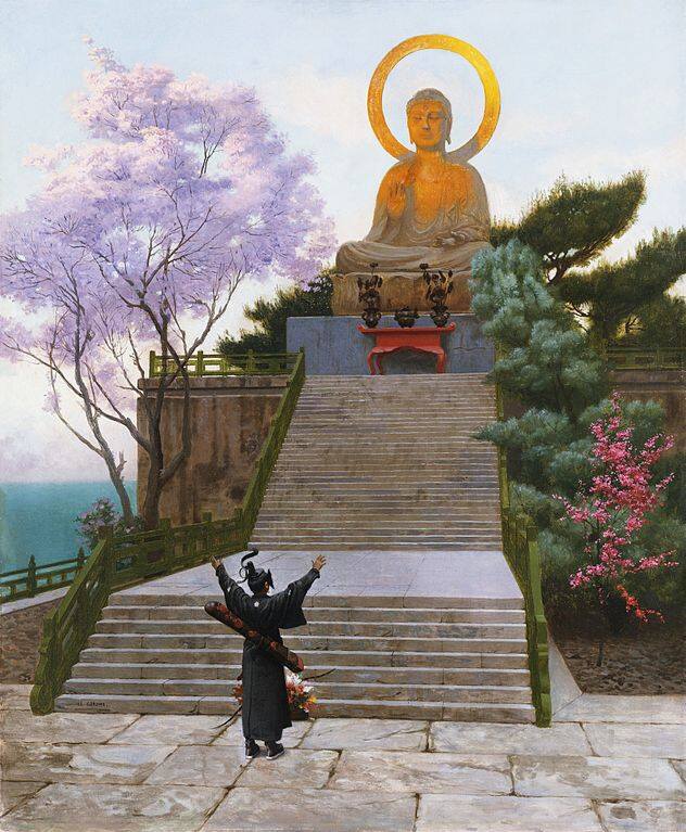 A Japanese Imploring A Divinity Painting by Jean-Leon