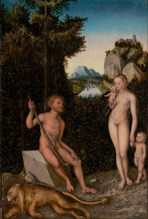 A Faun and his Family with a Slain Lion 