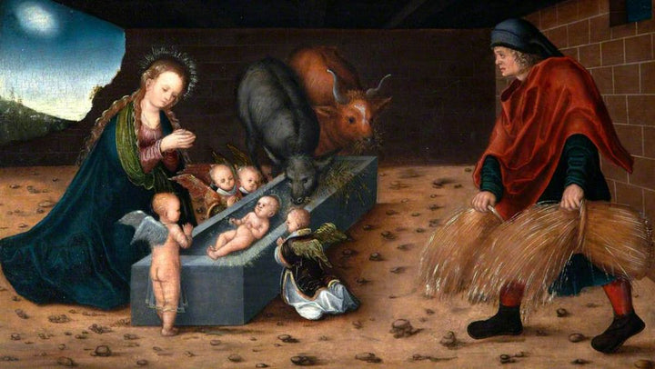 The Nativity with Adoring Child Angels 