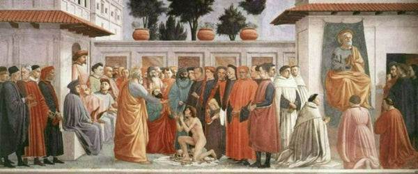 Raising of the Son of Theophilus and St Peter Enthroned 1426-27 