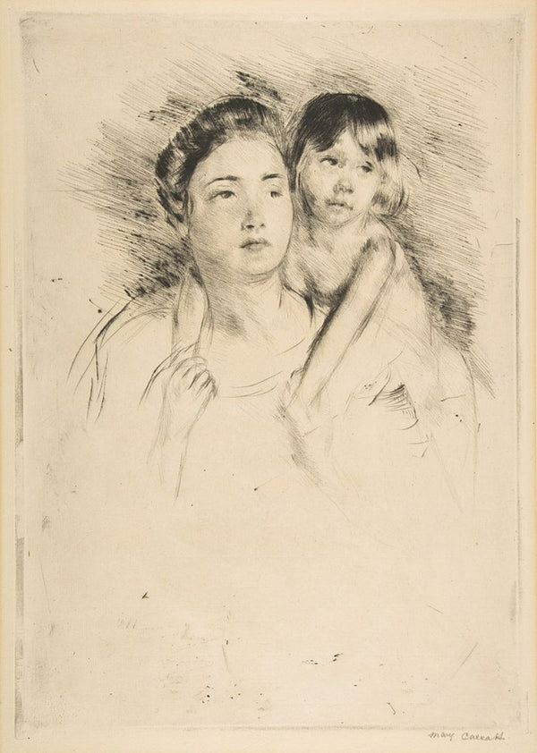 Antoinette Holding Her Child by Both Hands 