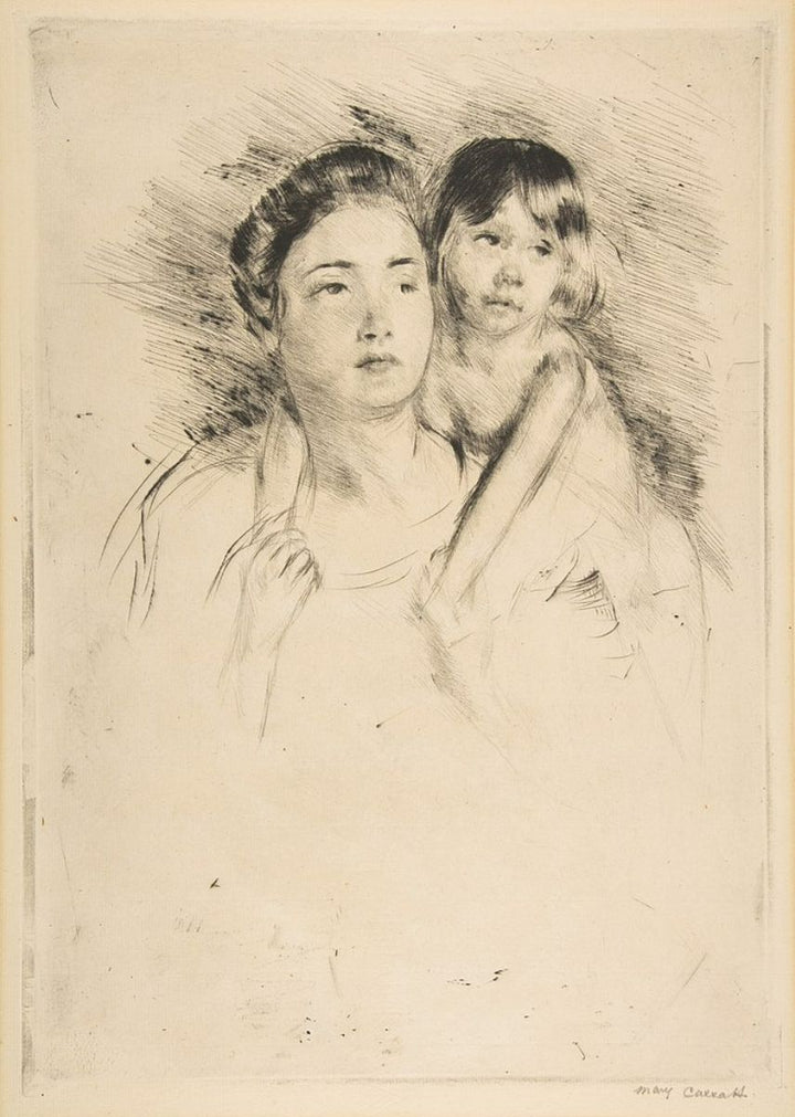 Antoinette Holding Her Child by Both Hands 