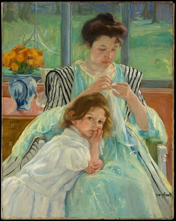 Young Mother Sewing 