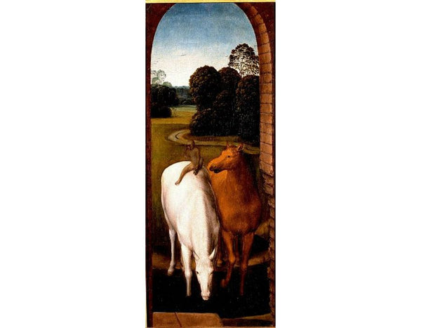 Allegorical representation of two horses and a monkey 
