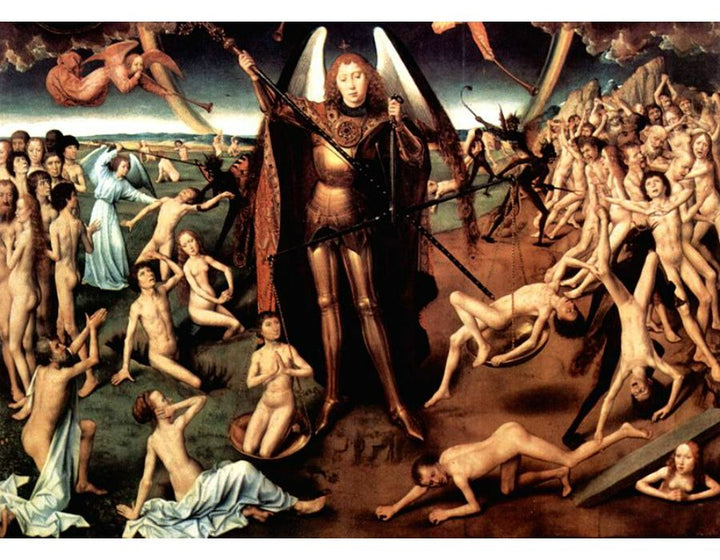 Last Judgment Triptych, central panel Maiestas Domini and Archangel Michael with the scales weighing the souls, Detail 
