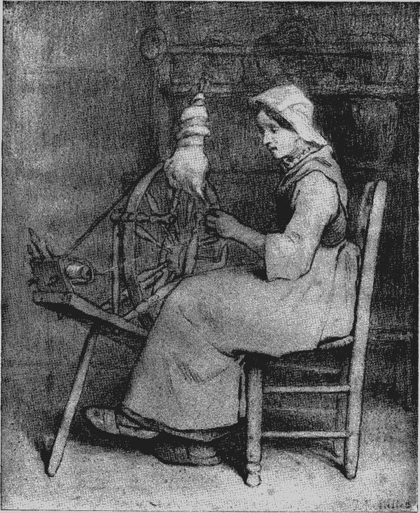 The spinner Painting by Jean-Francois Millet