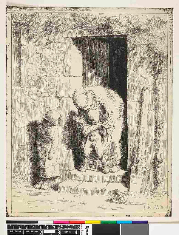 Maternal Care, 1855-57 Painting by Jean-Francois Millet