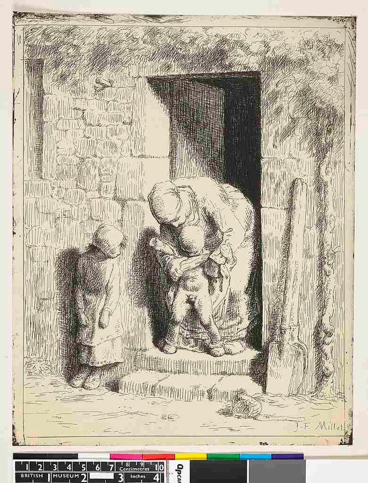 Maternal Care, 1855-57 Painting by Jean-Francois Millet