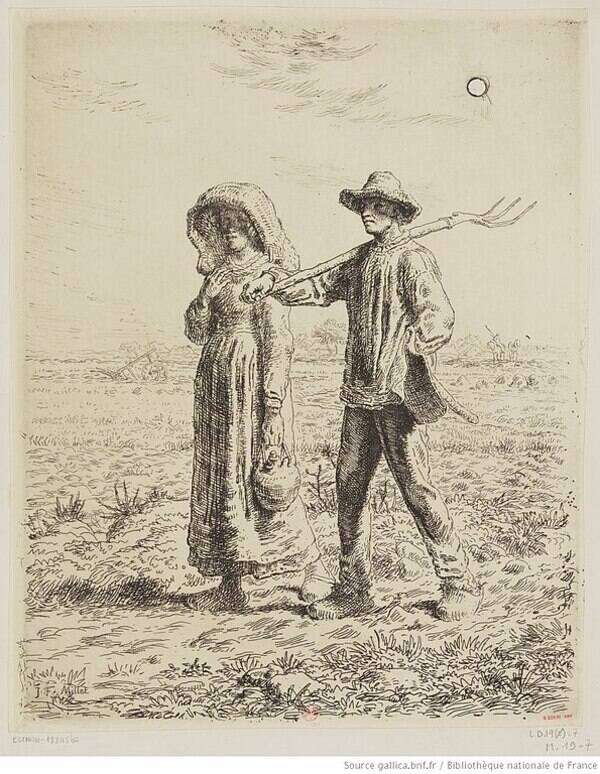 Le Depart Pour Le Travail Painting by Jean-Francois Millet