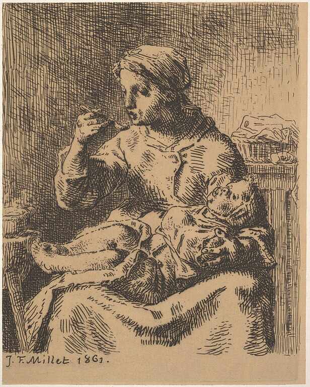 The porridge Painting by Jean-Francois Millet