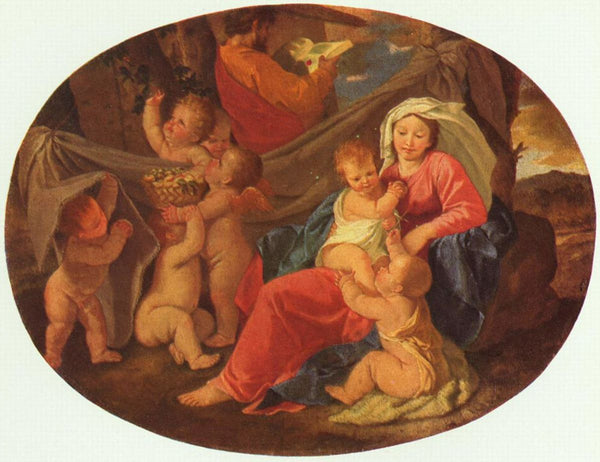 Heilige Familie mit Engeln, Oval 