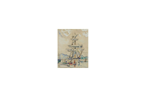 Two-Masted Sailboat At Anchor 