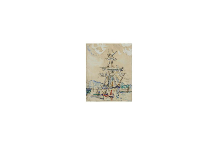 Two-Masted Sailboat At Anchor 