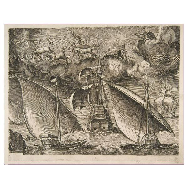 Man of War between two Galleys