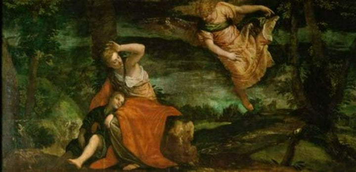 The angel appears to Hagar in the desert 