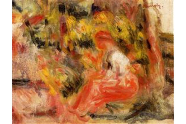 Young Girl Seated In A Garden Painting	Young Girl Seated In A Garden Painting by Pierre Auguste Renoir
