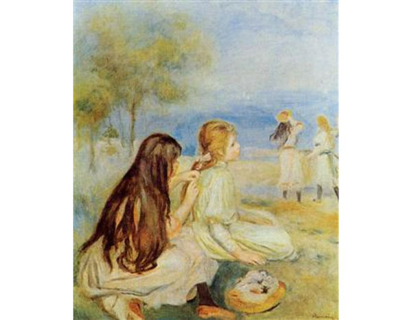 Young Girls By The Sea 2 Painting by Pierre Auguste Renoir