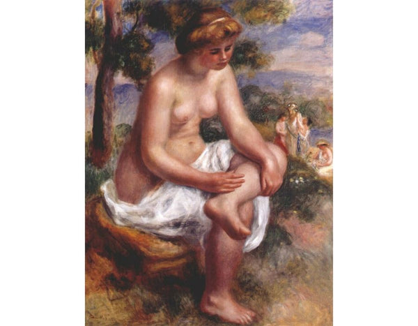 Seated bather in a landscape Painting by Pierre Auguste Renoir