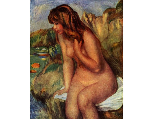 Bathers, sitting on a rock Painting