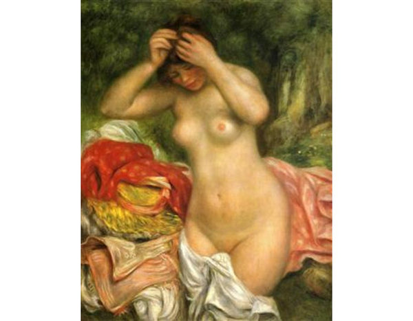 Bather Arranging Her Hair Painting