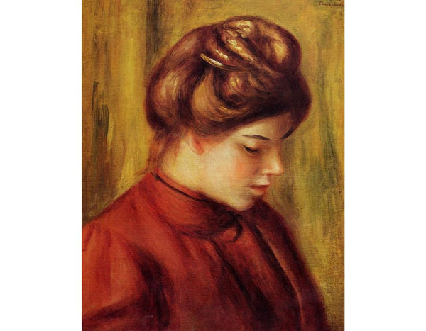 Profile Of A Woman In A Red Blouse Painting