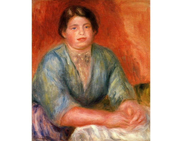 Seated Woman In A Blue Dress by Pierre Auguste Renoir