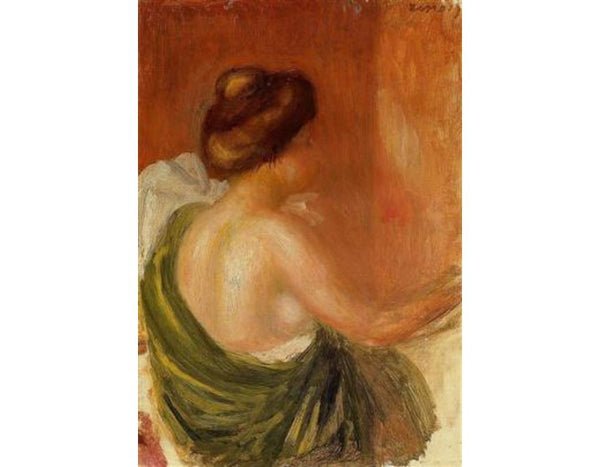 Seated Woman In A Green Robe by Pierre Auguste Renoir