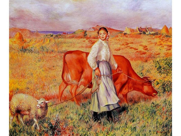 Shepherdess Cow And Ewe
 by Pierre Auguste Renoir