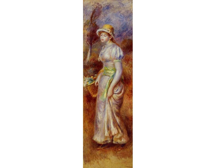 Woman With A Basket Of Flowers by Pierre Auguste Renoir