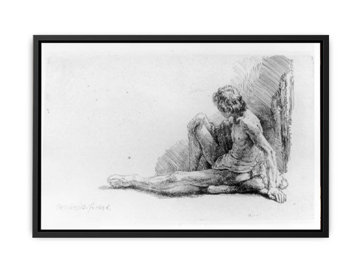 Nude Man Seated on the Ground with One Leg Extended
 Painting