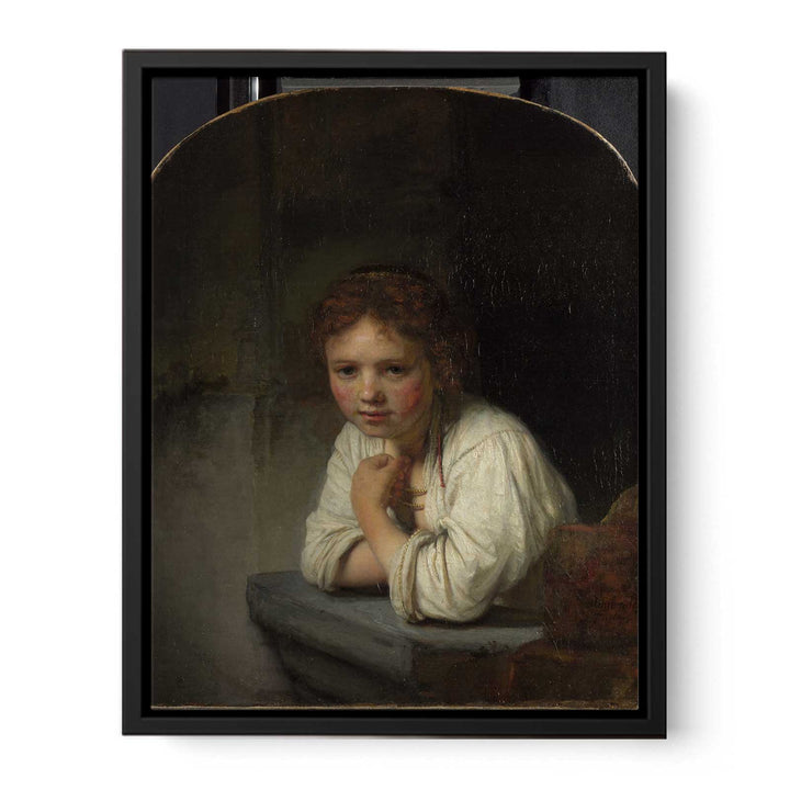 A Young Girl Leaning on a Window-Sill Painting